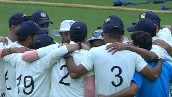 Unnoticed Intrusion: Rishabh Pant eavesdrops on Shubman Gill's pep-talk in India A's huddle, caught by Avesh Khan