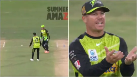 David Warner furious as Sydney Thunder's Billings, Sangha replicate Pakistan's notorious Ajmal-Malik fielding gaffe